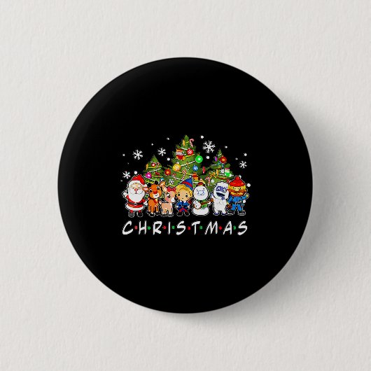 Christmas Santa Friends Rudolph Snowman Family Xma Button (Vorderseite)