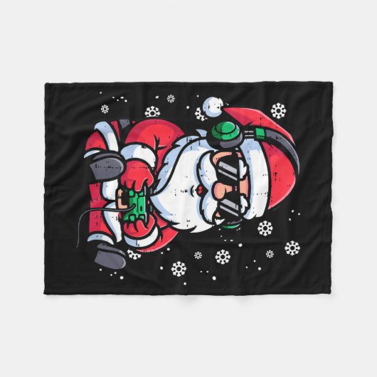 Christmas Santa Gamer Funny Xmas Video Gaming Men Fleecedecke (Vorderseite (Horizontal))