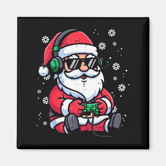 Christmas Santa Gamer Funny Xmas Video Gaming Men Magnet (Vorne)
