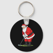 Christmas Santa Golf Golfer Xmas Funny Christmas G Schlüsselanhänger (Vorderseite)