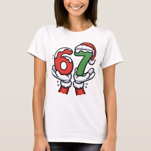 Christmas Santa Hand 67 6 7 T-Shirt (Vorderseite)