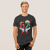 Christmas Santa Hand 67 6 7 Tri-Blend Shirt (Vorderseite voll)