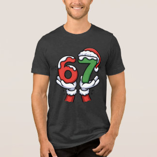 Christmas Santa Hand 67 6 7  Tri-Blend Shirt