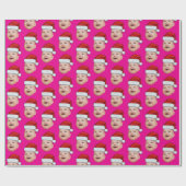 Christmas Santa Hat Custom Face Photo Geschenkpapier (Flach)