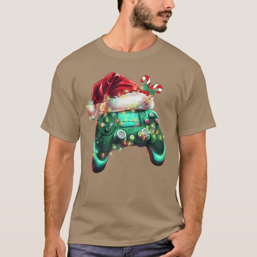 Christmas Santa Hat Gamer Controller Video Game Bo T-Shirt (Vorderseite)
