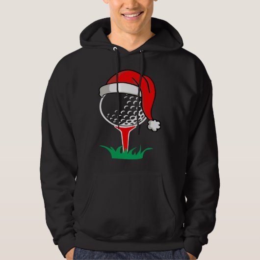 Christmas  santa hat golf ball  golfing gag hoodie (Vorderseite)
