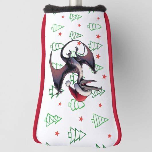 Christmas Santa hat pterodactyl Golf Headcover (Rotieren 90)