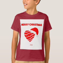 Christmas Santa Heart Boys Maroon Basic T Shirt