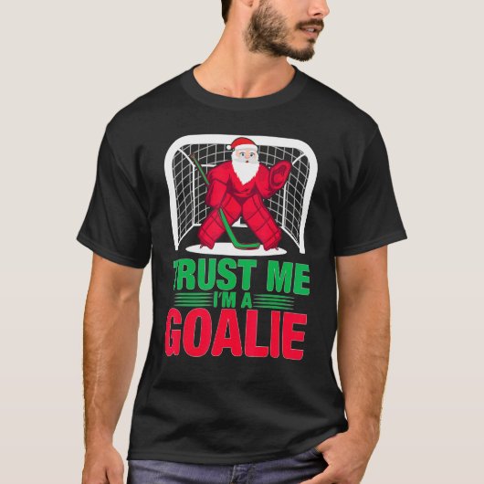 Christmas Santa  Ice Hockey Goalie Goaltender Xmas T-Shirt (Vorderseite)
