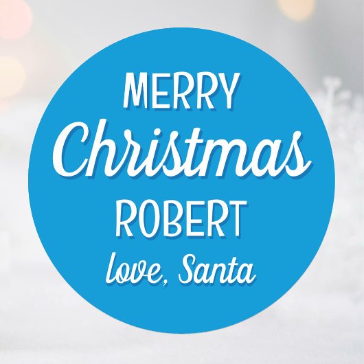 Christmas Santa Individuelle Name Typografie Blue Runder Aufkleber
