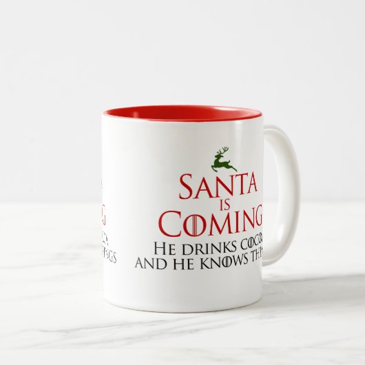 Christmas | Santa kommt | Funny Mug Zweifarbige Tasse (VorderseiteRechts)