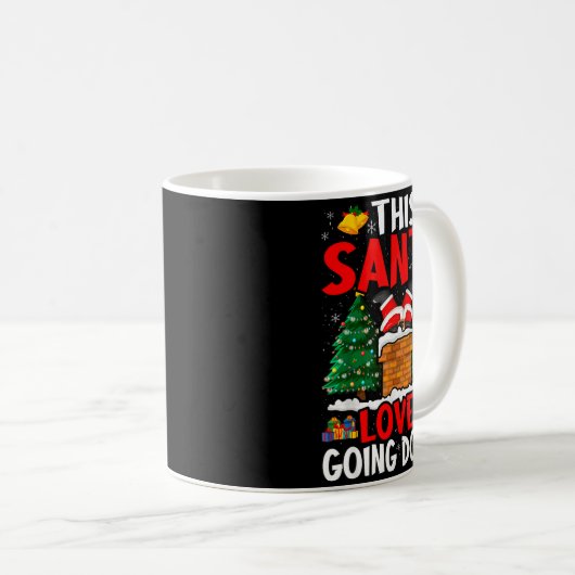 Christmas Santa Loves Going Down Chimney Funny Xma Kaffeetasse (VorderseiteRechts)
