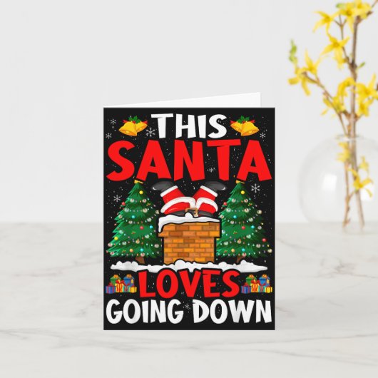 Christmas Santa Loves Going Down Chimney Funny Xma Karte (Gelbe Blume)