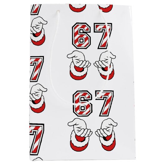 Christmas Santa Meme Six Seven 67 6 7 Mittlere Geschenktüte (Vorderseite)