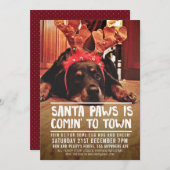 CHRISTMAS SANTA PAWS PARTY FOTO EINLADUNG (Vorne/Hinten)