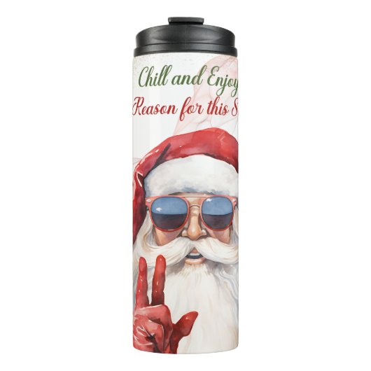 Christmas Santa Peace Sign Tumbler Thermosbecher (Vorderseite)