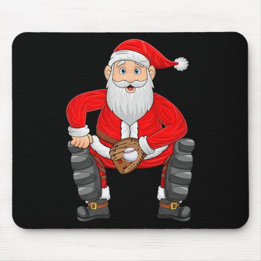 Christmas Santa Playing Baseball Catcher Xmas Srts Mousepad (Vorne)