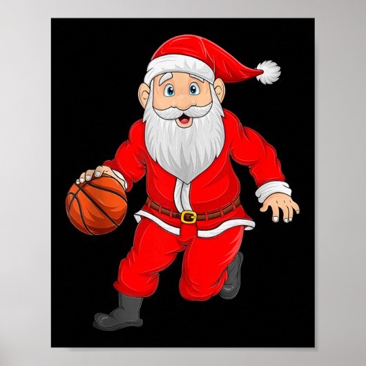 Christmas Santa Playing Basketball Xmas Funny Srts Poster (Vorne)