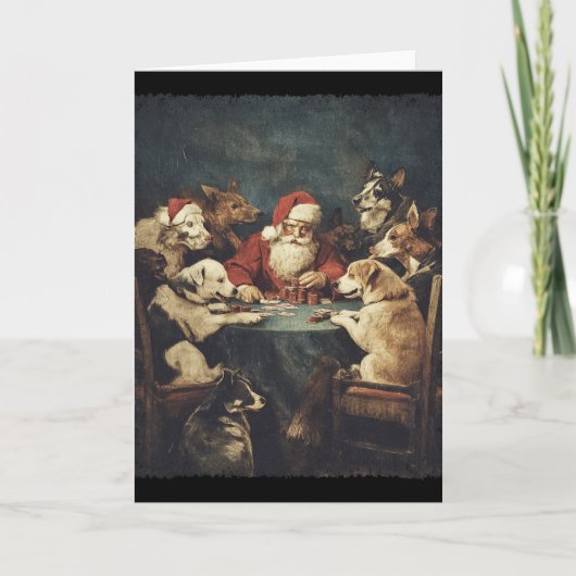 Christmas Santa Playing Cards Dogs Playing Poker  Karte (Vorderseite)