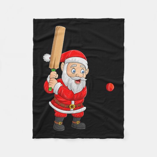 Christmas Santa Playing Cricket Xmas Funny Srts Pl Fleecedecke (Vorderseite)