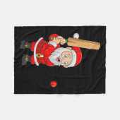Christmas Santa Playing Cricket Xmas Funny Srts Pl Fleecedecke (Vorderseite (Horizontal))