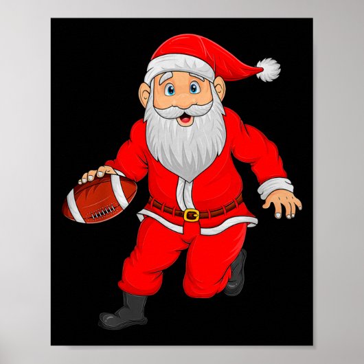 Christmas Santa Playing Football Xmas Funny Srts P Poster (Vorne)