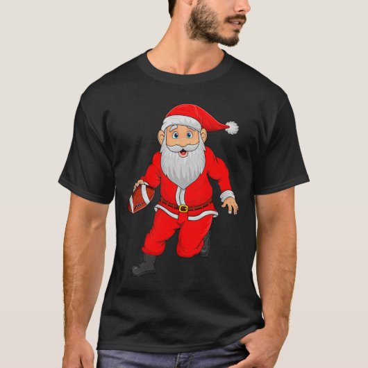 Christmas Santa Playing Football Xmas Funny Srts P T-Shirt (Vorderseite)