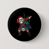 Christmas Santa Playing Scottish Bagpes Funny Holi Button (Vorderseite)