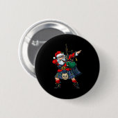 Christmas Santa Playing Scottish Bagpes Funny Holi Button (Vorne & Hinten)