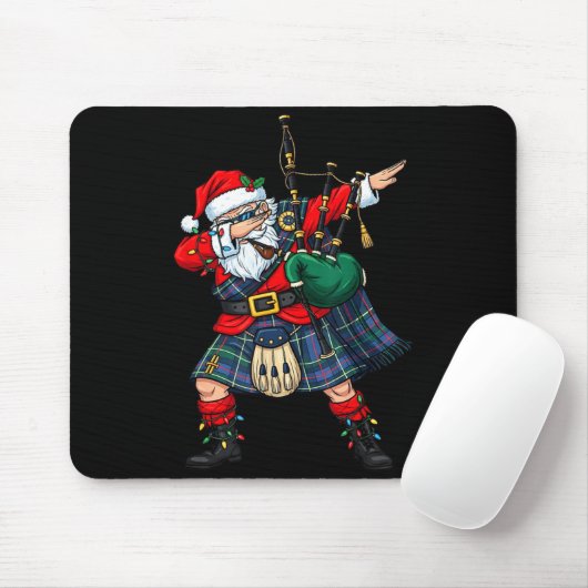 Christmas Santa Playing Scottish Bagpes Funny Holi Mousepad (Mit Mouse)