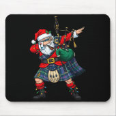 Christmas Santa Playing Scottish Bagpes Funny Holi Mousepad (Vorne)