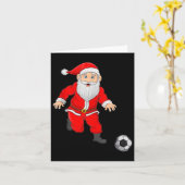 Christmas Santa Playing Soccer Football Xmas Srts Karte (Gelbe Blume)