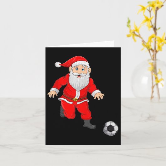 Christmas Santa Playing Soccer Football Xmas Srts Karte (Gelbe Blume)