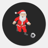 Christmas Santa Playing Soccer Football Xmas Srts Runder Aufkleber (Vorderseite)