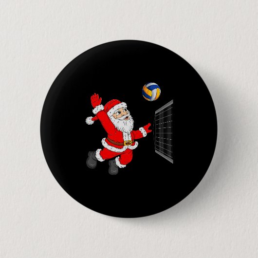 Christmas Santa Playing Volleyball Xmas Funny Srts Button (Vorderseite)