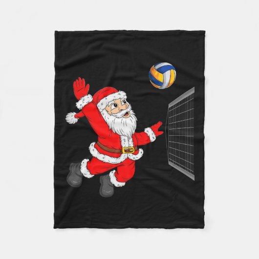 Christmas Santa Playing Volleyball Xmas Funny Srts Fleecedecke (Vorderseite)