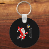 Christmas Santa Playing Volleyball Xmas Funny Srts Schlüsselanhänger (Vorderseite)