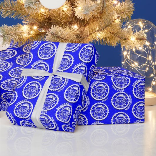 Christmas Santa Post Customizable on Blue Geschenkpapier (Feiertage)