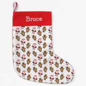 Christmas Santa Reindeer personalize White Kleiner Weihnachtsstrumpf (Vorderseite)