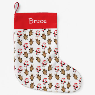 Christmas Santa Reindeer personalize White Kleiner Weihnachtsstrumpf