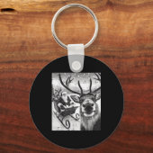 Christmas Santa Reindeer Selfie Funny Xmas Men Wom Schlüsselanhänger (Vorderseite)