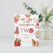 Christmas Santa Reindeer what a fun 2nd Birthday Postkarte (Stehend Vorderseite)