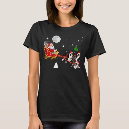 Christmas Santa Riding Border Collie Santa Hat Xma T-Shirt (Vorderseite)