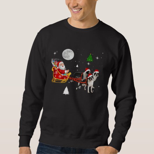 Christmas Santa Riding Boston Terrier Santa Hat Xm Sweatshirt (Vorderseite)