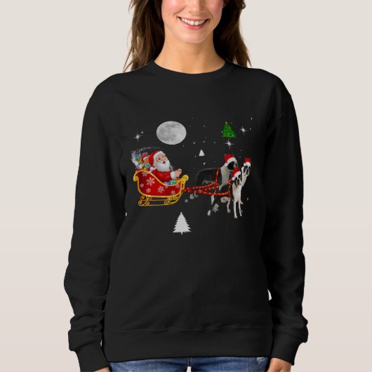 Christmas Santa Riding Boston Terrier Santa Hat Xm Sweatshirt (Vorderseite)