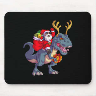 Christmas Santa Riding Dinosaur Deer Xmas Kids Boy Mousepad