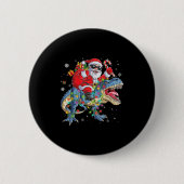 Christmas Santa Riding Dinosaur Funny Xmas Lights Button (Vorderseite)
