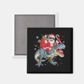 Christmas Santa Riding Dinosaur Funny Xmas Lights Magnet (Vorderseite/Rückseite)