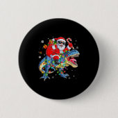 Christmas Santa Riding Dinosaur T-rex Funny Xmas L Button (Vorderseite)