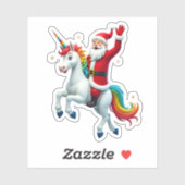 Christmas Santa Riding Unicorn Xmas Girls Women Ra Aufkleber (Blatt)